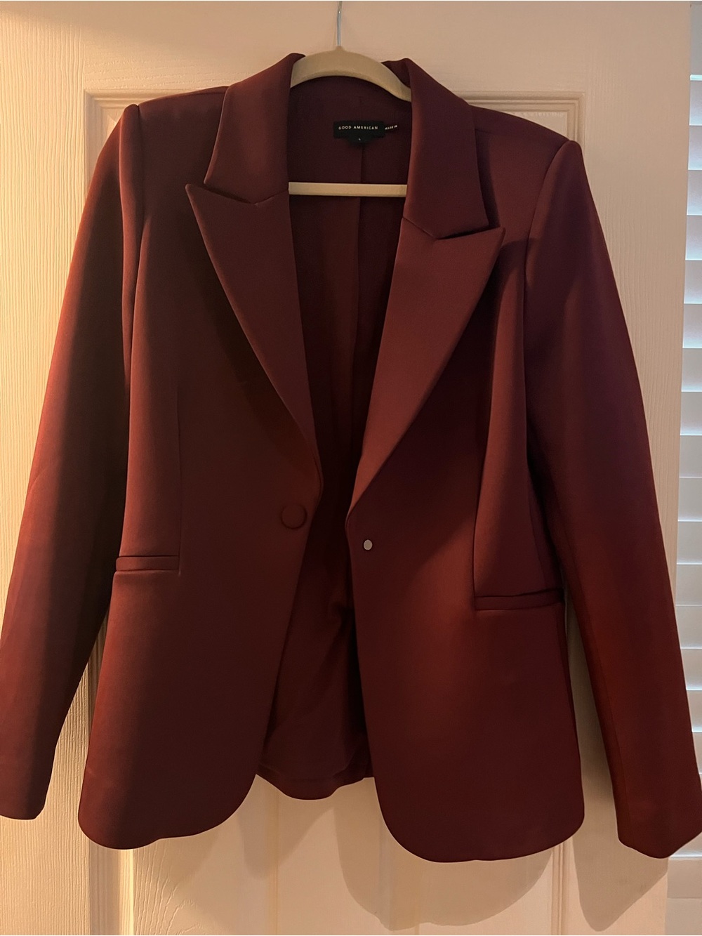 Good American Women's Deep Burgundy Single-Button Blazer